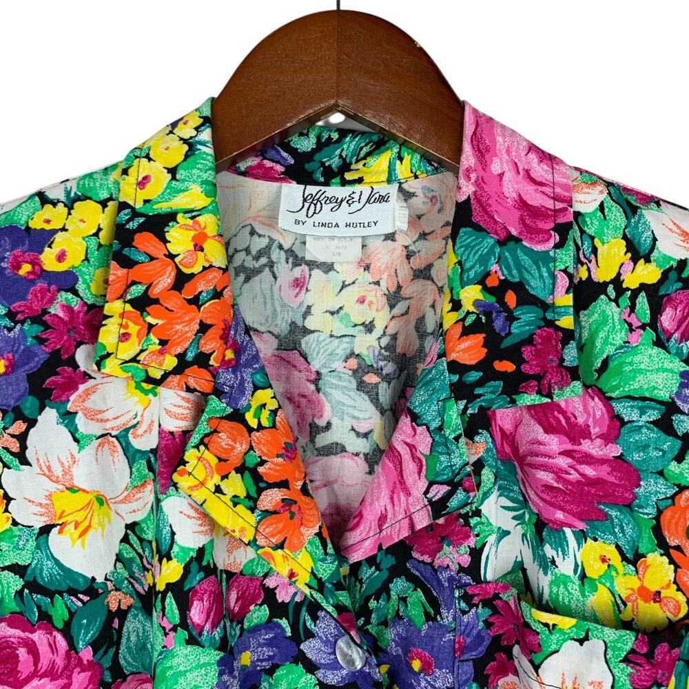 Vintage Jeffrey & Dara by Linda Hutley Dress Floral Fit & Flare Midi Women's 7 9 - Picture 3 of 9